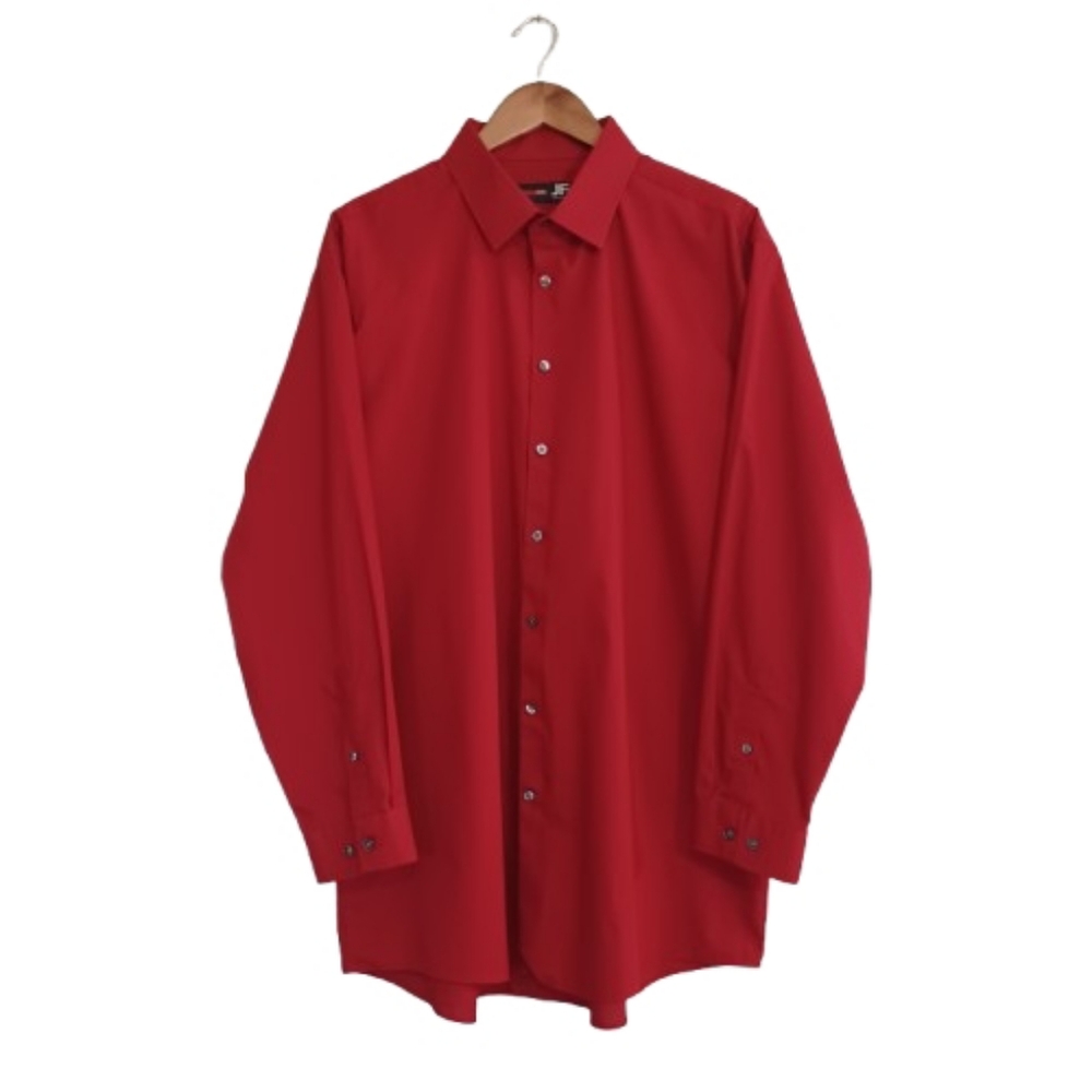 jf j.ferrar Bold Red Slim Button Down Dress Shirt Size XXL 18-18.5 34/35